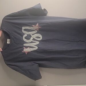 Navy USA Patriotic Stars N Stripes Super Soft. Solid Weight T-Shirt